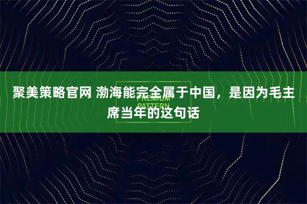 聚美策略官网 渤海能完全属于中国，是因为毛主席当年的这句话